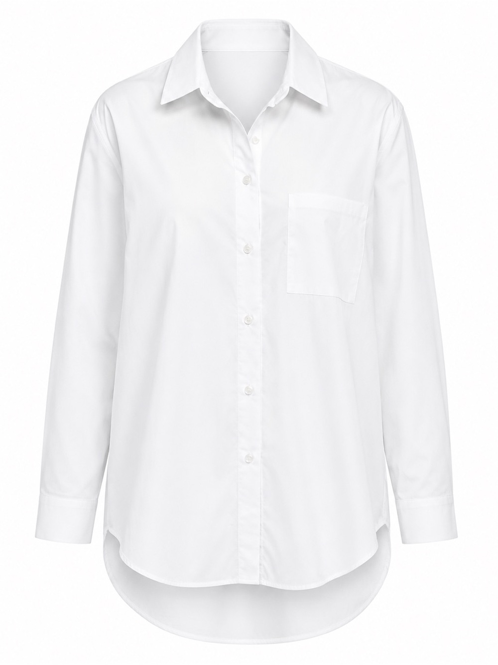 A.N.A Womens White Button-Up Long-Sleeve Shirt Medium 98% Cotton 2% Spandex